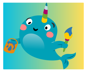 narwhal with paint brush