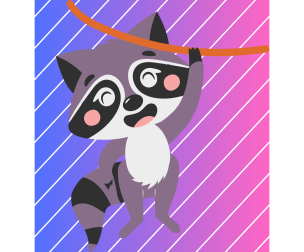 racoon swinging from rope