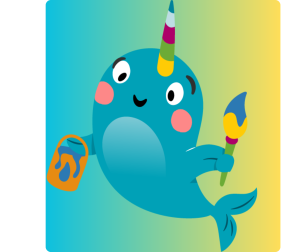 narwhal with paint brush
